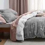 Bedsure Duvet Cover King Size - Reversible Floral Duvet Cover Set with Zipper Closure, 3 Pieces Grey Bedding Set with 8 Corner Ties and 2 Pillowcases 20"x26"