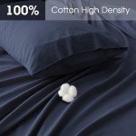 HYPREST Extra Deep Pocket King Sheet Sets Fits 18"-24" in Deep Mattress -100% Cotton King Sheet Set,Navy Blue Sheets Soft Wrinkle Free Cooling Sheet Sets for King Bed Deep Pocket