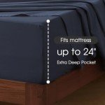 HYPREST Extra Deep Pocket King Sheet Sets Fits 18"-24" in Deep Mattress -100% Cotton King Sheet Set,Navy Blue Sheets Soft Wrinkle Free Cooling Sheet Sets for King Bed Deep Pocket
