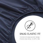 HYPREST Extra Deep Pocket King Sheet Sets Fits 18"-24" in Deep Mattress -100% Cotton King Sheet Set,Navy Blue Sheets Soft Wrinkle Free Cooling Sheet Sets for King Bed Deep Pocket