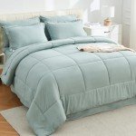 EMME Twin Comforter Set with Sheets 5 Pieces Twin Size Bed in a Bag Set for All Seaon, Twin/Twin XL Ultra Soft Aqua Bedding Sets with Comforter, Sheets, Pillowcase & Sham