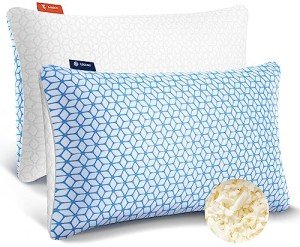 Love Attitude Shredded Memory Foam Pillows Queen Size Set of 2, Cooling Firm Pillows Queen Size 2 Pack for Bed, Adjustable for Side Back Stomach Sleepers