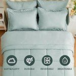 EMME Twin Comforter Set with Sheets 5 Pieces Twin Size Bed in a Bag Set for All Seaon, Twin/Twin XL Ultra Soft Aqua Bedding Sets with Comforter, Sheets, Pillowcase & Sham