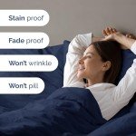 Duvet Cover Queen Size Set - Extra Soft Queen Size Duvet Cover 90 x 90 with 2 Pillow Shams - Hotel Luxury Easy Care and Fade Free w/ Zipper Closures & Ties - Comfy Breathable Bedding Set (Navy Blue)