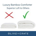 Olive + Crate 100% Cooling Bamboo Comforter from Viscose - King Size - Hypoallergenic, Breathable & Moisture-Wicking Bedding - All Season Lightweight Plush Design - Organic Bamboo King Comforter