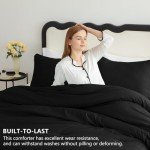 CozyLux King Size Comforter Set Black, 3 Pieces Solid comforter king size Breathable Quilted Style Bedding Sets, Luxury Soft Microfiber Down Alternative Comforter Bed Set (1 Comforter & 2 Pillowcases)