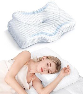 Osteo Cervical Bed Pillow for Neck Pain Relief, Hollow Design Odorless Memory Foam Pillows with Cooling Case, Adjustable Orthopedic, for Sleeping, Contour Support for Side Back Stomach Sleepers