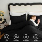 CozyLux King Size Comforter Set Black, 3 Pieces Solid comforter king size Breathable Quilted Style Bedding Sets, Luxury Soft Microfiber Down Alternative Comforter Bed Set (1 Comforter & 2 Pillowcases)