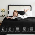 CozyLux King Size Comforter Set Black, 3 Pieces Solid comforter king size Breathable Quilted Style Bedding Sets, Luxury Soft Microfiber Down Alternative Comforter Bed Set (1 Comforter & 2 Pillowcases)