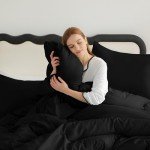 CozyLux King Size Comforter Set Black, 3 Pieces Solid comforter king size Breathable Quilted Style Bedding Sets, Luxury Soft Microfiber Down Alternative Comforter Bed Set (1 Comforter & 2 Pillowcases)