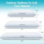 CushyOasis Memory Foam Pillows for Side, Back and Stomach Sleepers, Set of 2, Bed Pillow with Washable Cover and Breathable Mesh, Bed Pillow for Sleeping (Blue，Standard Size)