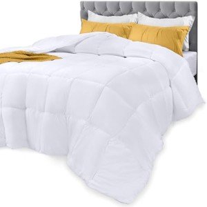 Utopia Bedding Comforters King Size, All Season Duvet Insert, Down Alternative Box Stitched Bed Comforter with Corner Tabs, Machine Washable (White)