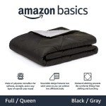 Amazon Basics Comforter Blanket Full/Queen, Reversible, Lightweight Microfiber, All Season, Black/Grey