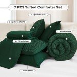 Andency King Size Comforter Set 7 Pieces Dark Emerald Green - Bed in a Bag King Boho Lightweight Fluffy Tufted Beddding Sets with Comforter, Sheets, Pillowcases & Shams