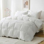 BPC Feather Comforter Queen Size, Filled with Feather and Down Fibers, All Season White Luxury Hotel Collection Bed Comforter, Ultra Soft Poly-Cotton Blend Fabric, 4 Corner Loop Tabs, 90"x90"