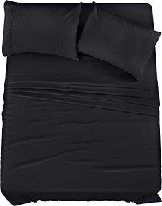 Utopia Bedding King Bed Sheets Set - 4 Piece Bedding - Brushed Microfiber - Shrinkage and Fade Resistant - Easy Care (Queen, Black)