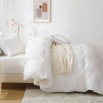 BPC Feather Comforter Queen Size, Filled with Feather and Down Fibers, All Season White Luxury Hotel Collection Bed Comforter, Ultra Soft Poly-Cotton Blend Fabric, 4 Corner Loop Tabs, 90"x90"