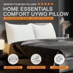 UYWO Cooling Memory Foam Pillows Firm and Soft, Queen Size Set of 2, Original Adjustable Pillows for Side, Back or Stomach Sleepers