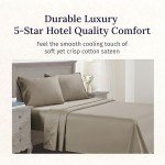 California Design Den Luxury Queen Size Sheet Set - 100% Cotton, 600 Thread Count Deep Pocket Queen Sheets, Hotel-Quality Bedding with Sateen Weave - Taupe