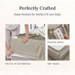 California Design Den Luxury Queen Size Sheet Set - 100% Cotton, 600 Thread Count Deep Pocket Queen Sheets, Hotel-Quality Bedding with Sateen Weave - Taupe