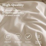 Monbix Queen Comforter Set - 7 Pieces Apricot Beige Bed in a Bag Queen Bedding Sets with Comforters, All Seasons Down Alternative Comforter Bed Set with Sheets,Pillowcases & Shams