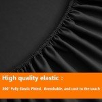 TAIMIT Queen Size Comforter Set - 7 Pieces, Bed in a Bag Bedding Sets with All Season Soft Quilted Warm Fluffy Reversible Comforter,Flat Sheet,Fitted Sheet,2 Pillow Shams,2 Pillowcases,Black