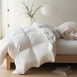 Maple&Stone California King Feather Down Comforter All Season White Down Duvet Insert Ultra Soft 100% Cotton Cover Fluffy Cal King Comforter 108 x 98 Inches