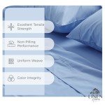 Linen Home 100% Cotton Percale Sheets Queen Size, Baby Blue, Deep Pocket, 4 Pieces Set - 1 Flat, 1 Deep Pocket Fitted Sheet and 2 Pillowcases, Crisp Cool and Strong Bed Linen