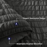 SunStyle Home Full/Queen Comforter Sets 7 Pieces, Seersucker Bed in a Bag Lightweight Bedding Sets, All Season Comforters with Flat Sheet, Fitted Sheet, Pillowcase and Pillow Sham, Dark Grey