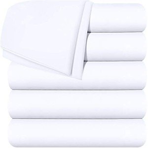 Utopia Bedding Flat Sheets - Pack of 6 - Soft Brushed Microfiber Fabric - Shrinkage & Fade Resistant Top Sheets - Easy Care (Full, White)