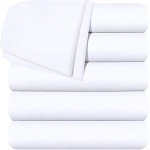 Utopia Bedding Flat Sheets - Pack of 6 - Soft Brushed Microfiber Fabric - Shrinkage & Fade Resistant Top Sheets - Easy Care (Full, White)