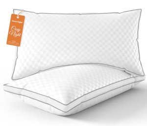 Sweetnight Bed Pillows Queen Size Set of 2, Fluffy Luxury Hotel Pillows Collection Gusseted for Neck and Shoulder, Side Back Stomach Sleeper Pillow, Cozy Night 18"X28"