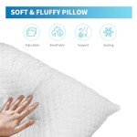 Shredded Memory Foam Pillows, Bed Pillows Queen Size Set of 2, Cooling Pillows for Sleeping, Adjustable Firm Pillows for Side Back and Stomach Sleepers, Bed Pillows with Washable Removable Cover