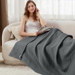 Tex Trend 100% Cotton Blanket – Soft and Breathable Twin XL Grey Waffle Blanket – All Season Comfort – Suitable for Bed Layering, Sofa, Couch - Grey (60”x90”)