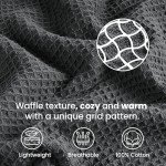 Tex Trend 100% Cotton Blanket – Soft and Breathable Twin XL Grey Waffle Blanket – All Season Comfort – Suitable for Bed Layering, Sofa, Couch - Grey (60”x90”)