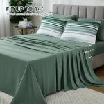 Green Queen Comforter Set 7 Pieces, Boho Striped Bed in a Bag Queen Size Soft Microfiber All Season Bedding Set with Comforter, Sheets, Pillowcases & Shams