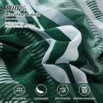 Green Queen Comforter Set 7 Pieces, Boho Striped Bed in a Bag Queen Size Soft Microfiber All Season Bedding Set with Comforter, Sheets, Pillowcases & Shams
