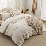 Bedsure Queen Comforter Set 5 Pieces - Bed in a Bag with Checkered Throw Blanket and Decorative Pillow, Lightweight Bedding Comforter Sets, All Season Boho Bedding, Linen Beige