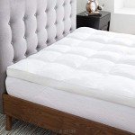 LUCID Ultra Plush 3 Inch Down Alternative Fiber Bed Mattress Topper - Allergen Free Pillow Top - Soft and Breathable Cotton Percale Cover - Full Size,White