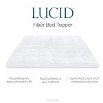 LUCID Ultra Plush 3 Inch Down Alternative Fiber Bed Mattress Topper - Allergen Free Pillow Top - Soft and Breathable Cotton Percale Cover - Full Size,White