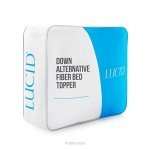 LUCID Ultra Plush 3 Inch Down Alternative Fiber Bed Mattress Topper - Allergen Free Pillow Top - Soft and Breathable Cotton Percale Cover - Full Size,White