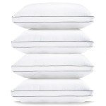 LANE LINEN Pillows Standard Size Set of 4 (20"x26") - Soft Gusseted Bed Pillow for Back, Stomach or Side Sleepers - Hotel Quality Down Alternative Standard Pillows Pack of 4 - White