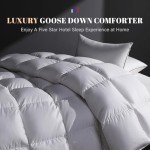 DOWNSTORIA Feather Down Comforter King Size Duvet Insert, All Season True Baffle-Box Noiseless Bedding Comforters, Soft Hotel Collection Bed Comforter, Medium Warmth - White, 106 X 90 in.