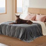 Bedsure Waterproof Blanket for Bed - Sherpa Fleece Waterproof Dog Blankets for Large Dogs, Pet Blankets for Bed/Couch/Dog Crate, Soft Plush Reversible Furniture Protector, King Size, 108"x86", Grey
