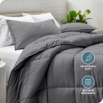 Bare Home Comforter Set - Queen Size - Ultra-Soft - Goose Down Alternative - Premium 1800 Series - All Season Warmth (Queen, Grey)