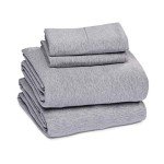Amazon Basics 4 Piece Bed Sheet Set, 100% Cotton Jersey, Includes Super Soft, Flat and Fitted Sheets, Pillowcase, Full, Light Gray, Solid