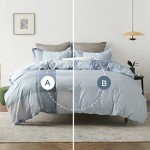 Bedsure Duvet Cover Queen Size - Reversible Buffalo Plaid Duvet Cover Set with Zipper Closure, 3 Pieces Blue Bedding Set with 8 Corner Ties and 2 Pillow Shams 20"x26"