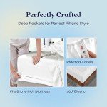California Design Den Queen Sheet Set - Soft 400 Thread Count Sateen, Natural 100% Cotton Sheets, Deep Pockets with All Around Elastic for A, Cool & Durable Bedding Set - Antique White