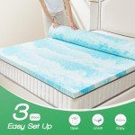 Sweetcrispy Mattress Topper Full, 2 Inch Thick Memory Foam Gel Infused Cooling Toppers Pad for Full Size Bed, Sleeper Sofa, RV, Camper, CertiPUR US Certified, Ventilated and Breathable, Blue, Full