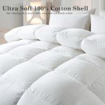 ELNIDO QUEEN® Feather Comforter King Size, Filled with Feather and Downfiber, Luxurious Fluffy Hotel Style White Bedding Comforter, 100% Cotton Duvet Insert Medium Warmth for All Season, 106x90 Inch
